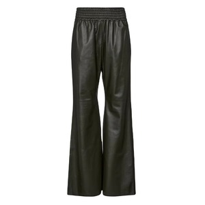 Pantalon décontracté pour femme, coupe ample, en cuir respirant, tissé, taille mi-haute, avec braguette zippée intégrale, idéal pour l'été - Product Image 1
