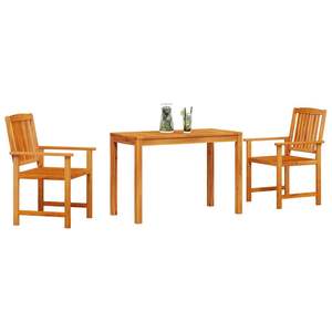 Juego de comedor de jardín de madera maciza de acacia marrón de 3 piezas - Product Image 3