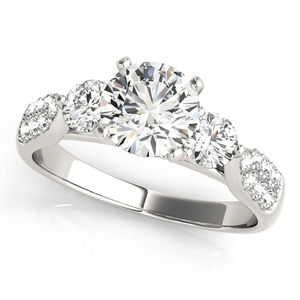 Anillo de Tres Piedras con Diamante Cultivado en Laboratorio Certificado por IGI, Corte Brillante, Piedras Laterales, Estilo Minimalista, Oro 10K/14K/18K, Plata 925/935, para Boda - Product Image 2