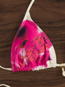 Beachwear Women New 2026 Swim Set Women's Floral Print Triangle Sexy Design Two Piece Neck Back Self Tie Low Rise Top <b>Bikini</b> Set - Product Image 5