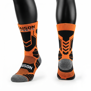 Premium 340 GSM Wool/Spandex Lacrosse <b>Socks</b> Red <b>White</b> Grip Sole Jacquard Custom Logo Compression Quick Dry Breathable - Product Image 1