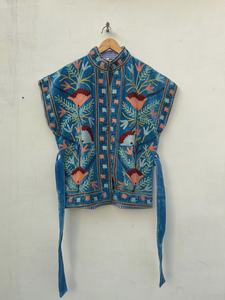 Bohemian Chic bordado Suzani Floral terciopelo chaleco invierno chaqueta sin mangas algodón relleno a prueba de viento étnico Floral - Product Image 5