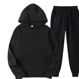 Ensemble de survêtement unisexe vert à capuche, couleur unie, coton, manches longues, pantalon à cordon, vêtements décontractés - Product Image 3