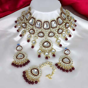 Conjunto de Collar Choker con Piedras Kundan Chapadas en Oro, con Perlas de Imitación y Circonitas, Cadena de Cuerda Moderna para Bodas y Fiestas - Product Image 2