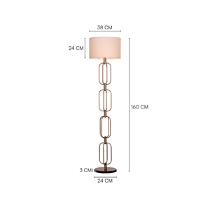 Lámpara de pie moderna de mármol dorado con cadena, luz de pie de lujo con pantalla de tambor, elegante lámpara de pilar, interior minimalista - Product Image 2