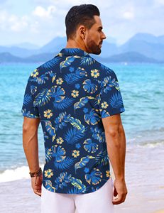 Chemises de plage tendance en gros pour hommes – Chemises hawaïennes décontractées d'été en polyester imprimé à manches courtes, grandes tailles, col rabattu - Product Image 4