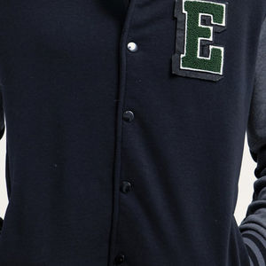 แจ็คเก็ตวาร์ซิตี้สีดำคุณภาพสูงสำหรับผู้ชาย คอตั้ง แขนหนัง แจ็คเก็ตเบสบอลแบบ Letterman สำหรับฤดูหนาว - Product Image 4