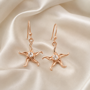 Pendientes Colgantes de Plata de Ley 925 con Circonita Cúbica en Forma de Estrella, Bañados en Oro Rosa y Dorado, Pendientes Celestiales, Regalo para Novia - Product Image 3