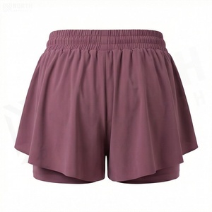 Shorts plissés taille haute pour femme, couleur unie, cordon de serrage, taille élastique, décontracté, pour l'été, en mousseline de soie - Product Image 2