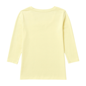 T-shirt pour femme jaune à manches 3/4, col en V, 100% coton biologique de luxe, pré-rétréci, certifié GOTS, doux, respirant, classique - Product Image 1