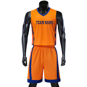Ensemble de maillots et shorts de basketball pour hommes, personnalisable avec nom et numéro, respirant, anti-humidité, protection UV, imprimé par transfert thermique, grandes tailles - Product Image 4