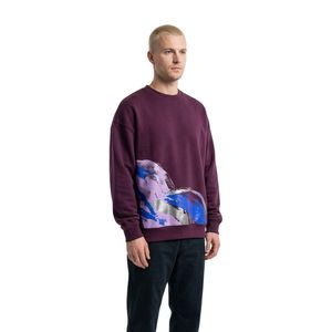 Sweat-shirt urbain à col rond pour homme en molleton de coton orange rouille, à manches longues, avec motif graphique soleil et lettres imprimées - Product Image 6