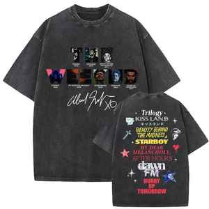 เสื้อยืดโอเวอร์ไซส์แขนสั้นผู้ชาย สีดำพิมพ์ลายสีแดง สไตล์สตรีทแวร์ คอกลม ผ้าฝ้ายเจอร์ซีย์ 100% ลุคสบายๆ ซักย้อมแบบแอซิด ระบายอากาศได้ดี - Product Image 3