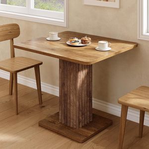 Table de salle à manger moderne de style farmhouse pour 2 à 4 personnes avec base cannelée, petite table de cuisine, 35,4" x 31,5" - Product Image 3