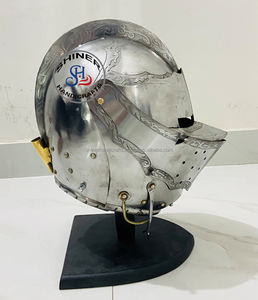 Casque de visage médiéval SCA Cosplay Halloween casque d'armure étroite chevalier guerrier casque en acier avec Costume de support - Product Image 4