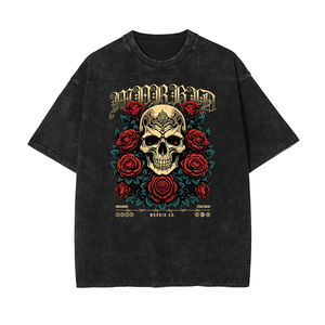Camiseta Oversize con Diseño de Calavera Vintage, Algodón Grueso, Estilo Urbano para Moda Casual Hip-Hop e Impresión Personalizada - Product Image 6