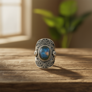 Chunky <b>Labradorite</b> Fashion <b>Ring</b> 16.4 Grams - Product Image 3