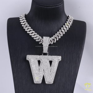 Luxury <b>Initial</b> " D " Pendant Moissanite Diamond Iced Out Cuban Link <b>Chain</b> Necklace Jewelry - Product Image 2