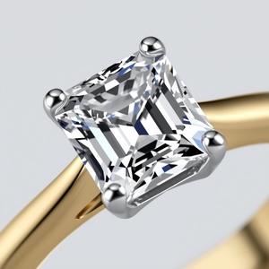 <b>Two</b> Tone PT and 9K Gold Natural Baguette Cut Solitaire Engagement <b>Ring</b> Luxury Jewelry for Women Wedding Anniversary Party - Product Image 1