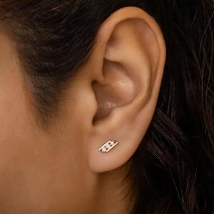 Pendientes de Barra con Diamantes Cultivados en Laboratorio en Oro Sólido de 14K, Pendientes de Diamantes Minimalistas para Mujer, Idea de Regalo de Joyería Fina Moderna - Product Image 5