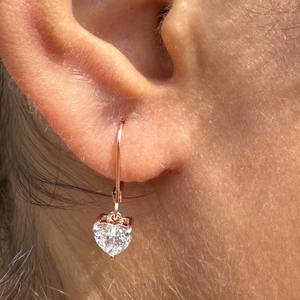Pendientes Colgantes de Diamante Cultivado en Laboratorio con Forma de Corazón, 2CT, Oro de 14K, Joyería Romántica para Mujer, para Fiestas y Eventos - Product Image 5