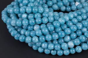 Perles de jade aigue-marine foncé naturel, rondes et lisses, perles de jade bleu en vrac pour la fabrication de bijoux, fournisseur de pierres précieuses en gros - Product Image 4