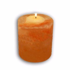 Natural Himalayan <b>Pink</b> Salt Round <b>Candle</b> Holder Handmade Craft for Home Decoration - Product Image 1