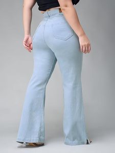 Jean en denim vintage écologique pour femme, coupe droite, jambe large, délavage clair, taille mi-haute, longueur complète, style décontracté, 100 % coton - Product Image 6