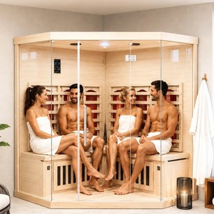 ห้องซาวน่าอินฟราเรดแบบมุมสำหรับ 4 คน – ทำจากไม้เฮมล็อค พร้อมบริการติดตั้งฟรี - Product Image 1