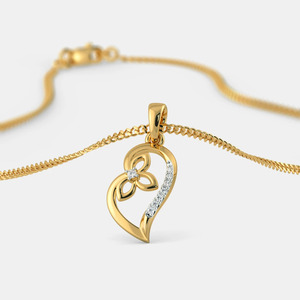 Yellow Gold Butterfly Heart Lab Grown Diamond Pendant Necklace - Product Image 3