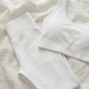 Women <b>White</b> Seamless Sports Bra High Waist Leggings Yoga <b>Set</b> <b>Gym</b> Fitness Workout Activewear Two Piece <b>Set</b> - Product Image 6