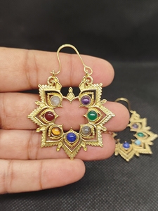 Best Selling Brass 7 Chakra Stone Ear <b>Cuffs</b> Natural seven Stone chakra Women Girl Stone Ear <b>Cuffs</b> <b>Earrings</b> - Product Image 2