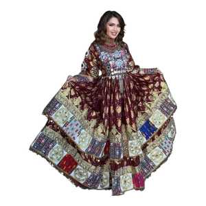 Vêtements traditionnels pour femmes de style bohème vintage, brodés à la main, tailles personnalisées, vente en gros, robes décontractées afghanes, ensemble vintage pashtun - Product Image 1