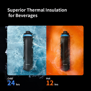 MARU Bouteille isotherme portable 26oz à double paroi en acier inoxydable SUS 316/201, avec poignée, design nordique, couvercle anti-fuite avec bec verseur et paille, 24h - Product Image 5