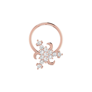 AJRETAIL Clou de nez en diamant naturel 0,07 carat - Or 14 carats, taille brillant, forme fleur, style ethnique, pour femme, couleur HI, clarté VS-SI - Product Image 2