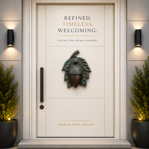 Timbre de Puerta Premium con Diseño de Hoja de Roble, Acabado Bronce Verdigris Antiguo, Herraje Decorativo para Puerta Principal, Acento Inspirado en la Naturaleza - Product Image 4