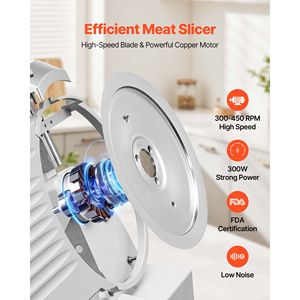 Affettatrice Elettrica Commerciale 300W con Lama Rimovibile in Acciaio al Carbonio da 10 Pollici e Spessore Regolabile - Product Image 2