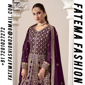 Ropa de mujer india y pakistaní Diseñador pesado Georgette Dupatta Set Codding Bordado Ambos lados Trabajo Estilo de diseñador de lujo - Product Image 2