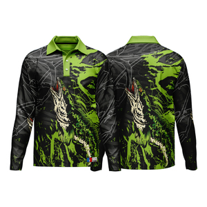 เสื้อโปโลตกปลาแบบกันน้ำ ไซส์พลัส น้ำหนักเบา แขนยาว พิมพ์ลายแบบซับลิเมชั่น ป้องกันรังสียูวี UPF 50 แห้งเร็ว ระบายอากาศได้ดี - Product Image 2