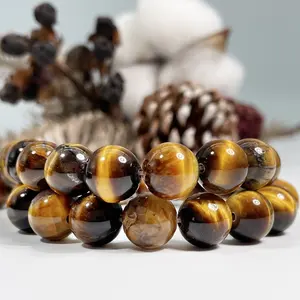Perles d'oeil de tigre naturelles de haute qualité, pierres précieuses rondes en vrac de qualité Aaa + pour la fabrication de bijoux