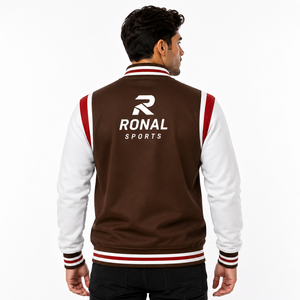 Custom Baseball Letterman Varsity <b>Jacket</b> for <b>Men</b> Wool Body Genuine Leather Sleeves College <b>Jacket</b> With Embroidered Logo 2026 - Product Image 4