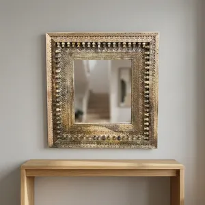 Grand miroir mural décoratif Jharokha en bois massif, design turc/islamique, sculpté à la main, pour hôtel, salle de bain, salon - Product Image 5