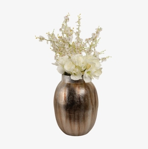 Vase en métal bronze rustique - Urne texturée vintage pour accent de table contemporain et présentoir de décoration intérieure de luxe - Product Image 1