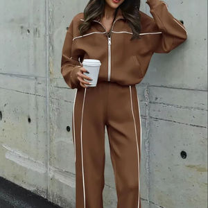 Casual Lounge Solid Women's Tracksuit Set Regular Fit Hoodie Sweatpants Jogger Two Piece Outfit OEM Supplier Lightweight - Product Image 3