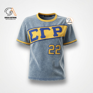 ซิกมาแกมมาโร 1922 เสื้อยืดผู้หญิงตัวอักษรกรีก 22 เสื้อยืดคอกลมสีเหลืองสีฟ้าทรงปกติลำลองผู้ใหญ่แขนสั้น - Product Image 3