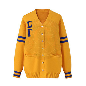 Sorority Knitted <b>Cardigan</b> Women's Sweater With Greek Letter Embroidery Full Sleeve collage Wear Anti-Pilling 100% Acrylic - Product Image 6