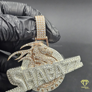 จี้ชื่อ "SHABAZZ" แบบสั่งทำพิเศษ ประดับเพชร VVS Lab Grown ระดับ Iced Out สไตล์ฮิปฮอป เงินแท้ 925 ชุบทอง - Product Image 4