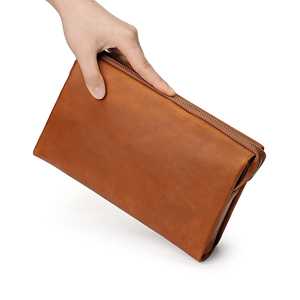 Leather Clutch Bag with Zipper Closure and Lock Feature Vintage Style for Daily Use All Seasons - Product Image 5