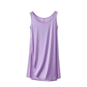 Débardeur de nuit sans manches en modal pour femme, col rond, couleur unie, coupe ample, longueur intégrale, tricot doux, écologique - Product Image 5
