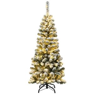 Albero di Natale a forma di matita innevato preilluminato da 1,37 metri con 150 luci LED e supporto - Product Image 1